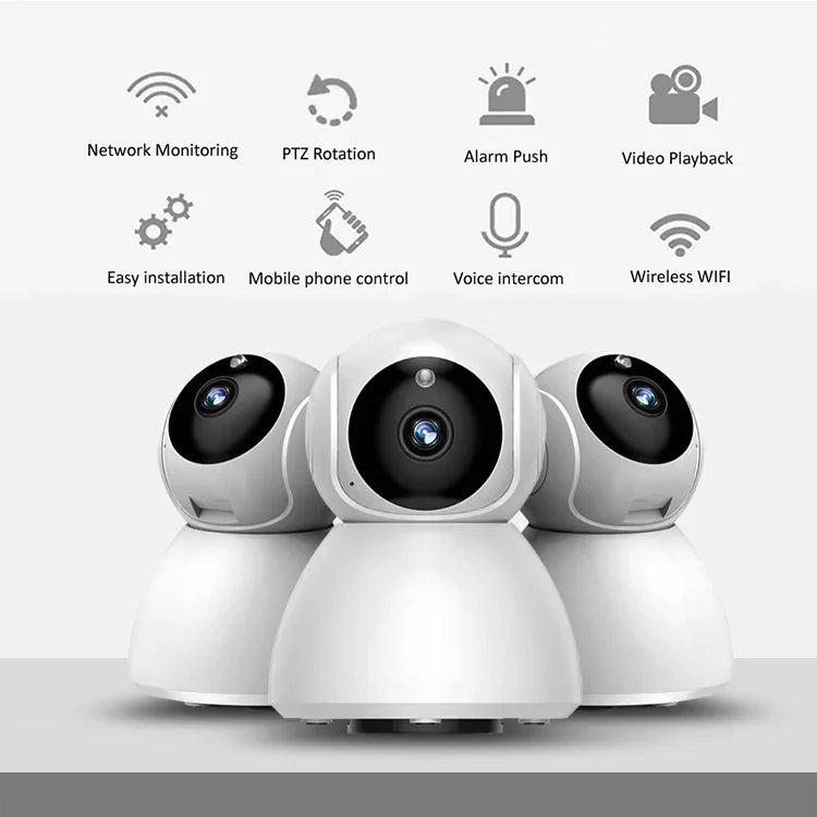 Câmara IP Sem Fios 720P HD 1.0 MP, Suporta Visão Noturna Infravermelha / Deteção de Movimento / Controlo por APP, Ficha UE, 720P