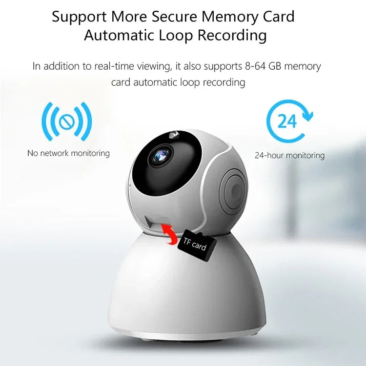 Câmara IP Sem Fios 720P HD 1.0 MP, Suporta Visão Noturna Infravermelha / Deteção de Movimento / Controlo por APP, Ficha UE, 720P