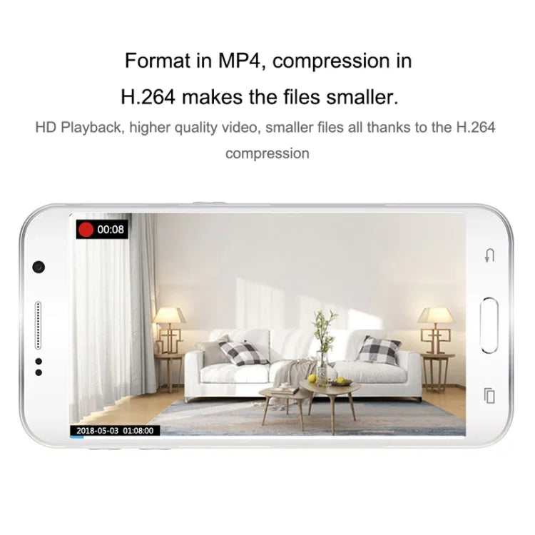 CAMSOY C9 Câmara de Vigilância Inteligente Vestível WiFi Sem Fios HD 1280 x 720P com Ângulo Largo de 70 Graus, Suporta Visão Noturna Infravermelha & Alarme de Deteção de Movimento & Gravação em Loop & Captura Programada, C9