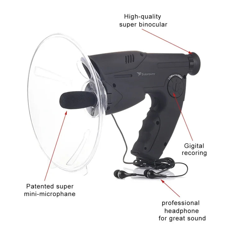 Observador Natural Solaraway TN-02 com Sistema Óptico de Prisma 8X Orbitor e Gravação Digital, Suporta Cartão TF e Entrada para Auscultadores, Observador Natural 8X