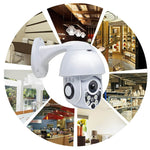 Câmara de Vigilância Sem Fios HD PTZ Segurança Residencial Exterior Câmara Dome de Rede IP66 à Prova de Água, Suporta Visão Noturna & Deteção de Movimento & Cartão TF, Ficha US, 2.0 MP