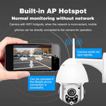 Câmara de Vigilância Sem Fios HD PTZ Segurança Residencial Exterior Câmara Dome de Rede IP66 à Prova de Água, Suporta Visão Noturna & Deteção de Movimento & Cartão TF, Ficha US, 2.0 MP