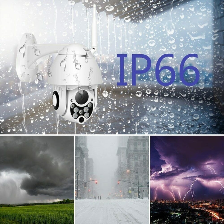 Câmara de Vigilância Sem Fios HD PTZ Segurança Residencial Exterior Câmara Dome de Rede IP66 à Prova de Água, Suporta Visão Noturna & Deteção de Movimento & Cartão TF, Ficha US, 2.0 MP