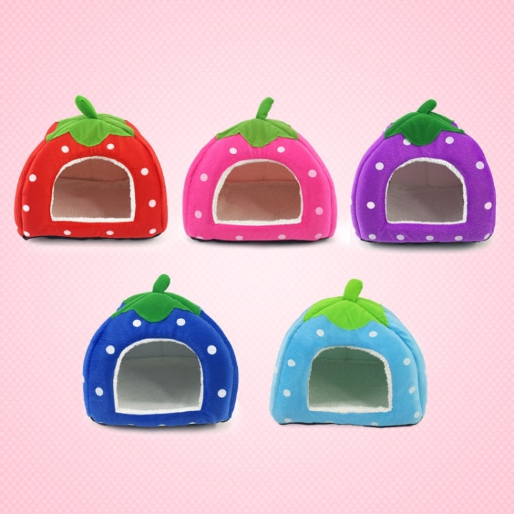 Casa Ninho Dobrável em Pelúcia Curta em Forma de Morango, Tamanho: L, Vermelho, Tamanho L, Rosa, Tamanho L, Roxo, Tamanho L