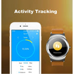 SMA-Round 1.28 inch Color Touch Screen Bluetooth Smart Watch, Waterproof, Support Voice Control / Heart Rate Monitor / Sleep Monitor / Bluetooth Camera, Compatible with Android and iOS System, SMA-Round/Orange Leather Strap, SMA-Round/Silver Leather St...