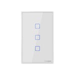 Interruptor de Parede Inteligente Sonoff T2 Touch com Painel de Vidro Temperado 120mm, Compatível com Alexa e Google Home, AC 100V-240V, Ficha US, 120mm/ 3 Fichas US