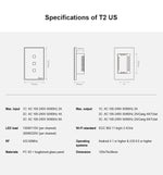 Interruptor de Parede Inteligente Sonoff T2 Touch com Painel de Vidro Temperado 120mm, Compatível com Alexa e Google Home, AC 100V-240V, Ficha US, 120mm/ 3 Fichas US