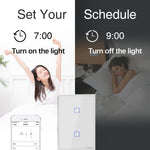 Interruptor de Parede Inteligente Sonoff T2 Touch com Painel de Vidro Temperado 120mm, Compatível com Alexa e Google Home, AC 100V-240V, Ficha US, 120mm/ 3 Fichas US