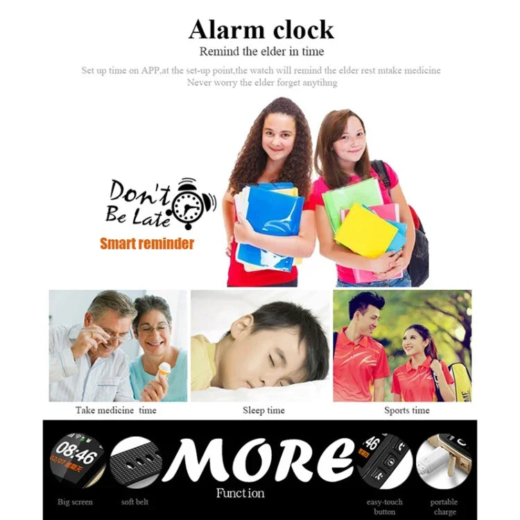 Smartwatch GPS D99+ com Ecrã LCD HD de 1,22 polegadas para Idosos, Impermeável, Suporta Posicionamento GPS + LBS + WiFi / Chamadas Bidirecionais / Monitorização de Voz / Socorro com Um Toque / Alarme de Pulso Fora / Cerca de Segurança, D99+ Ouro Rosa