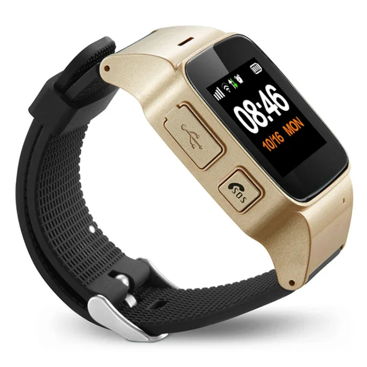 Smartwatch GPS D99+ com Ecrã LCD HD de 1,22 polegadas para Idosos, Impermeável, Suporta Posicionamento GPS + LBS + WiFi / Chamadas Bidirecionais / Monitorização de Voz / Socorro com Um Toque / Alarme de Pulso Fora / Cerca de Segurança, D99+ Ouro Rosa
