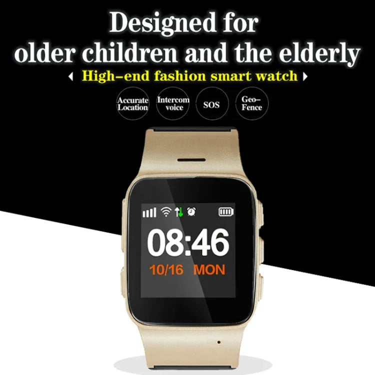 Smartwatch GPS D99+ com Ecrã LCD HD de 1,22 polegadas para Idosos, Impermeável, Suporta Posicionamento GPS + LBS + WiFi / Chamadas Bidirecionais / Monitorização de Voz / Socorro com Um Toque / Alarme de Pulso Fora / Cerca de Segurança, D99+ Ouro Rosa