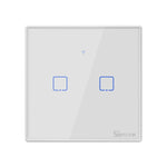 Interruptor de Parede Inteligente Sonoff T2 Touch com Painel de Vidro Temperado 86mm, Compatível com Alexa e Google Home, AC 100V-240V, Plugue EU, 86mm/ 2 Plugues EU