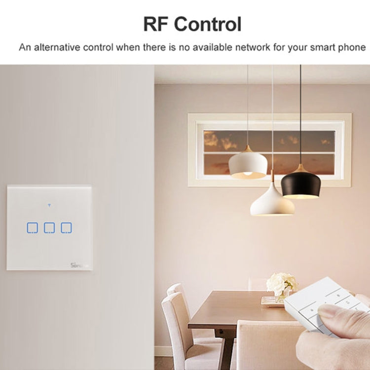 Interruptor de Parede Inteligente Sonoff T2 Touch com Painel de Vidro Temperado 86mm, Compatível com Alexa e Google Home, AC 100V-240V, Plugue EU, 86mm/ 2 Plugues EU