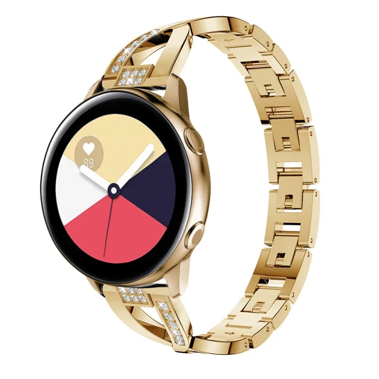 Pulseira de Relógio em Aço Inoxidável com Diamante em Forma de X para Galaxy Watch Active 20mm