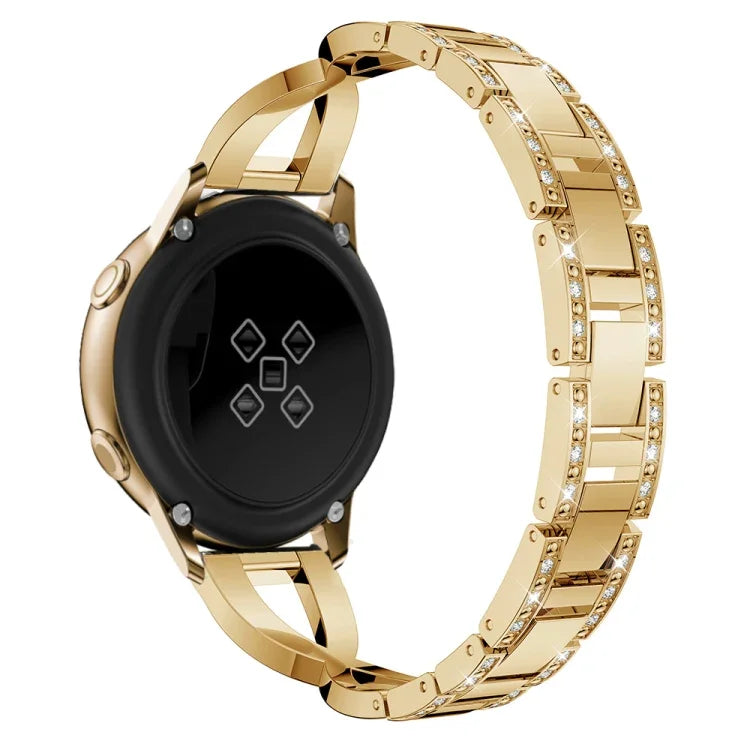 Pulseira de Relógio em Aço Inoxidável com Diamante em Forma de X para Galaxy Watch Active 20mm