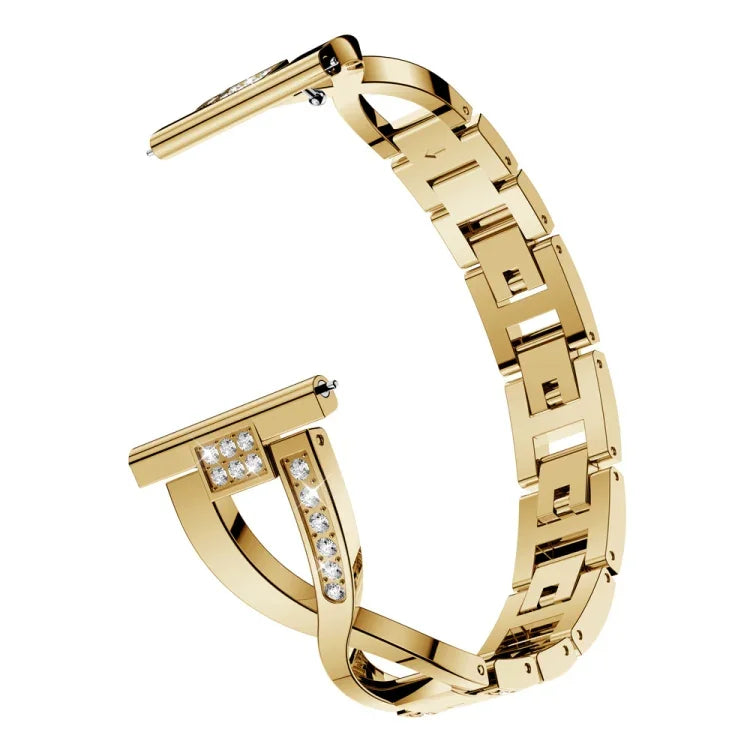 Pulseira de Relógio em Aço Inoxidável com Diamante em Forma de X para Galaxy Watch Active 20mm