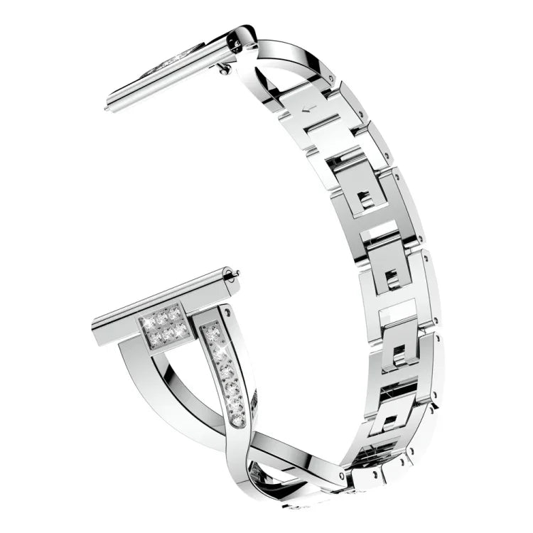 Pulseira de Relógio em Aço Inoxidável com Diamante em Forma de X para Galaxy Watch Active 20mm