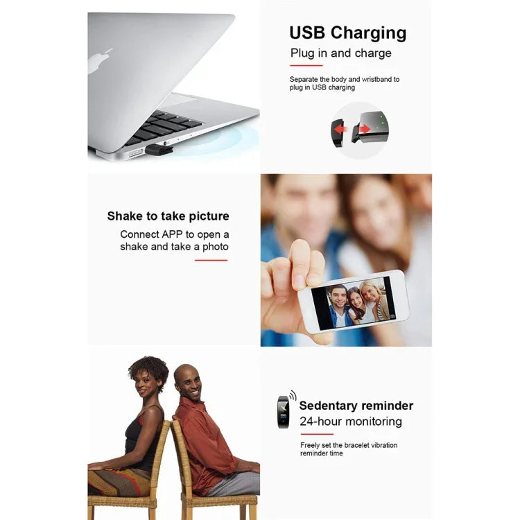 Pulseira Inteligente CK17S com Ecrã IPS de 0,96 polegadas, Resistente à Água IP67, Suporta Lembrete de Chamadas / Monitorização da Frequência Cardíaca / Monitorização da Pressão Arterial / Monitorização do Sono