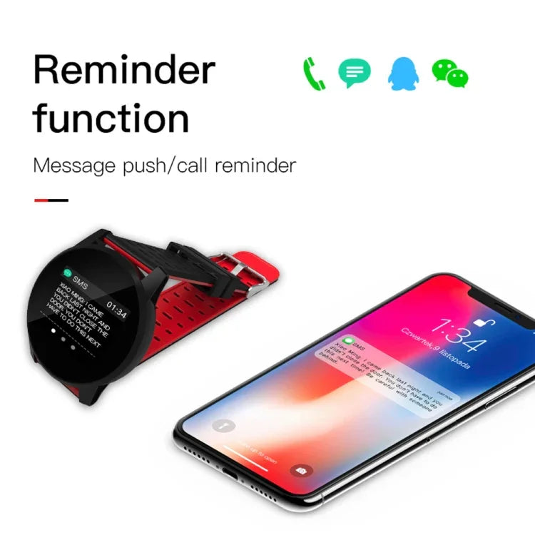 KY108 Pulseira Inteligente 1,3 polegadas 240x240 Resolução IP67 à Prova de Água, Suporta Lembrete de Chamadas / Monitorização da Frequência Cardíaca / Monitorização do Sono / Monitorização da Pressão Arterial / Monitorização do Oxigénio no Sangue