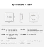 Interruptor de Parede Táctil Sonoff T2 86mm com Painel de Vidro Temperado, Casa Inteligente, Compatível com Alexa e Google Home, AC 100V-240V, Tomada EU, 86mm/ 3 Tomadas EU