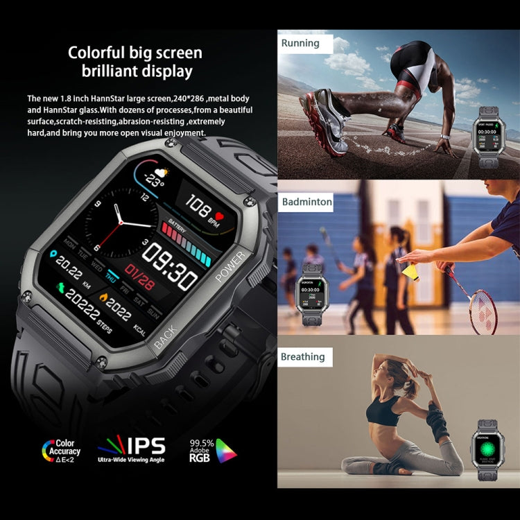 Relógio inteligente desportivo KR06 impermeável com pedómetro, suporte para monitorização da frequência cardíaca / pressão arterial / chamadas BT