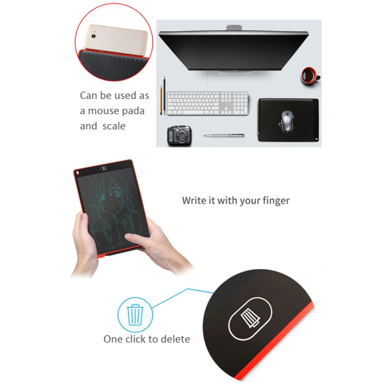 Tablet de Escrita LCD Portátil de 12 polegadas, Desenho, Grafite Eletrónico, Prancheta de Escrita Manual, Quadro de Mensagens Gráficas, Papel de Rascunho com Caneta de Escrita, 12 polegadas Preto