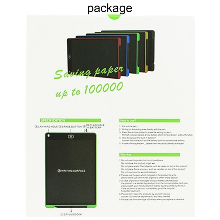 Tablet de Escrita LCD Portátil de 12 polegadas, Desenho, Grafite Eletrónico, Prancheta de Escrita Manual, Quadro de Mensagens Gráficas, Papel de Rascunho com Caneta de Escrita, 12 polegadas Preto