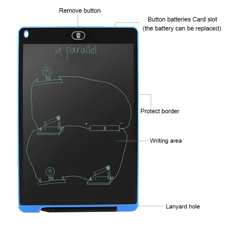 Tablet de Escrita LCD Portátil de 12 polegadas, Desenho, Grafite Eletrónico, Prancheta de Escrita Manual, Quadro de Mensagens Gráficas, Papel de Rascunho com Caneta de Escrita, 12 polegadas Preto
