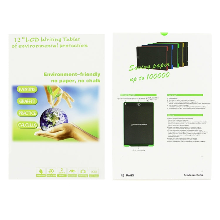 Tablet de Escrita LCD Portátil de 12 polegadas, Desenho, Grafite Eletrónico, Prancheta de Escrita Manual, Quadro de Mensagens Gráficas, Papel de Rascunho com Caneta de Escrita, 12 polegadas Preto
