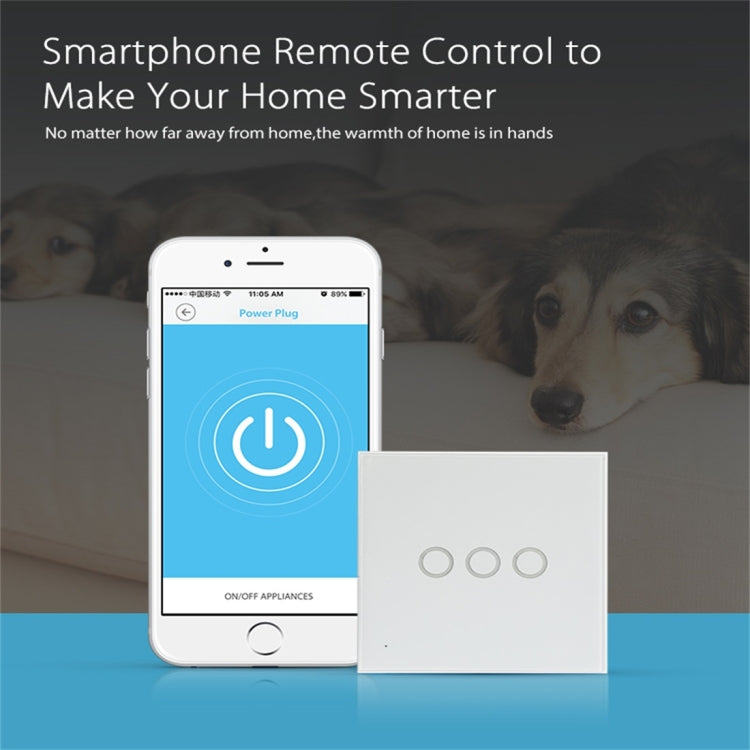 Interruptor de Controlo de Luz Inteligente WiFi Sem Fios NEO NAS-SC03W EU 3 Gangues, 3 Gangues