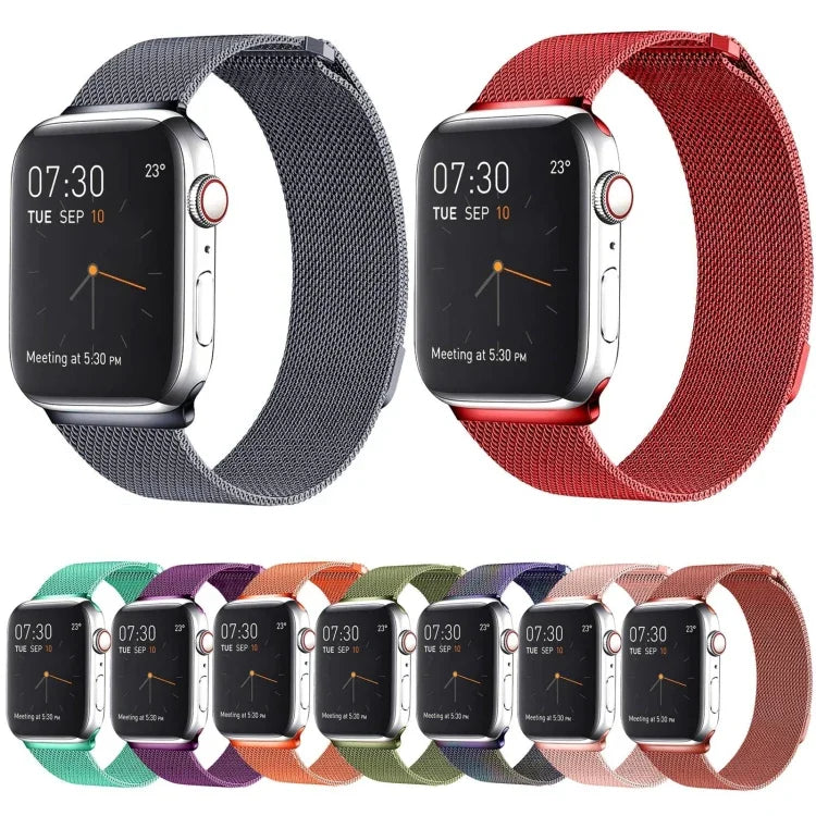 Pulseira de Relógio em Aço Inoxidável Magnética Milanese Loop para Apple Watch Series 10 42mm / 9&8&7 41mm / SE 3&SE 2&6&SE&5&4 40mm / 3&2&1 38mm, Para Apple Watch Series 8&7 41mm / SE 2&6&SE&5&4 40mm / 3&2&1 38mm