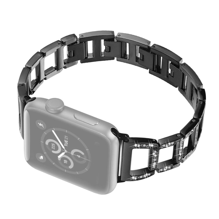 Pulseira de Relógio em Aço Inoxidável com Diamantes Coloridos para Apple Watch Series 10 42mm / 9&8&7 41mm / SE 3&SE 2&6&SE&5&4 40mm / 3&2&1 38mm