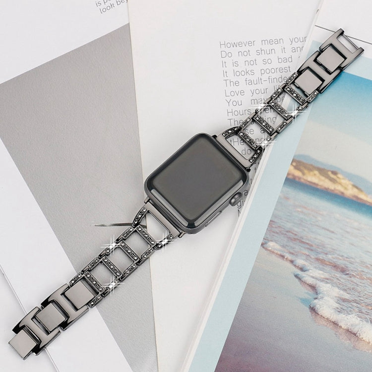 Pulseira de Relógio em Aço Inoxidável com Diamantes Coloridos para Apple Watch Series 10 42mm / 9&8&7 41mm / SE 3&SE 2&6&SE&5&4 40mm / 3&2&1 38mm