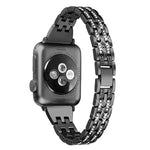 Bracelete colorida de aço inoxidável com diamantes para Apple Watch Series 7 41mm / 6 & SE & 5 & 4 40mm / 3 & 2 & 1 38mm