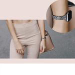 Bracelete colorida de aço inoxidável com diamantes para Apple Watch Series 7 41mm / 6 & SE & 5 & 4 40mm / 3 & 2 & 1 38mm