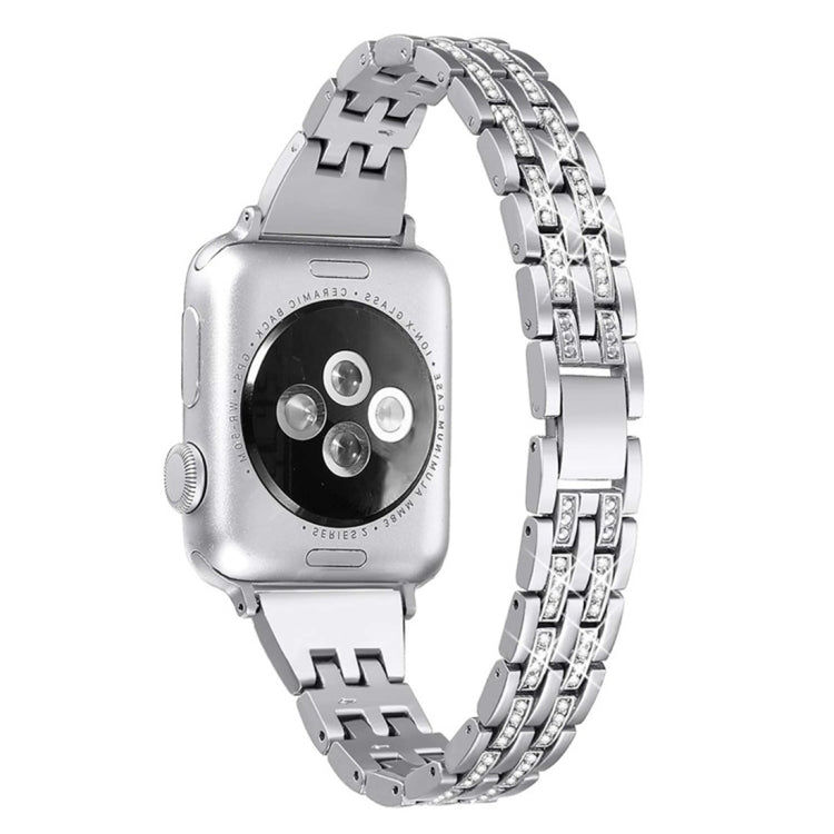 Bracelete colorida de aço inoxidável com diamantes para Apple Watch Series 7 41mm / 6 & SE & 5 & 4 40mm / 3 & 2 & 1 38mm