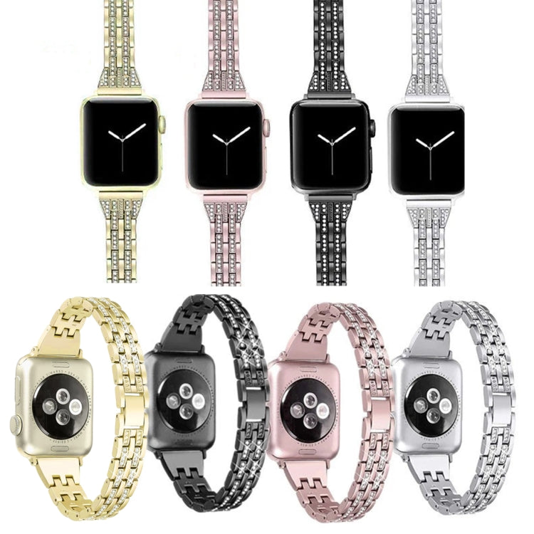 Bracelete colorida de aço inoxidável com diamantes para Apple Watch Series 7 41mm / 6 & SE & 5 & 4 40mm / 3 & 2 & 1 38mm