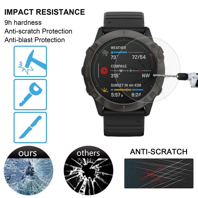 For Garmin Fenix 6X Pro 0.26mm 2.5D 9H Tempered Glass Film Screen Protector, For Garmin Fenix 6X Pro