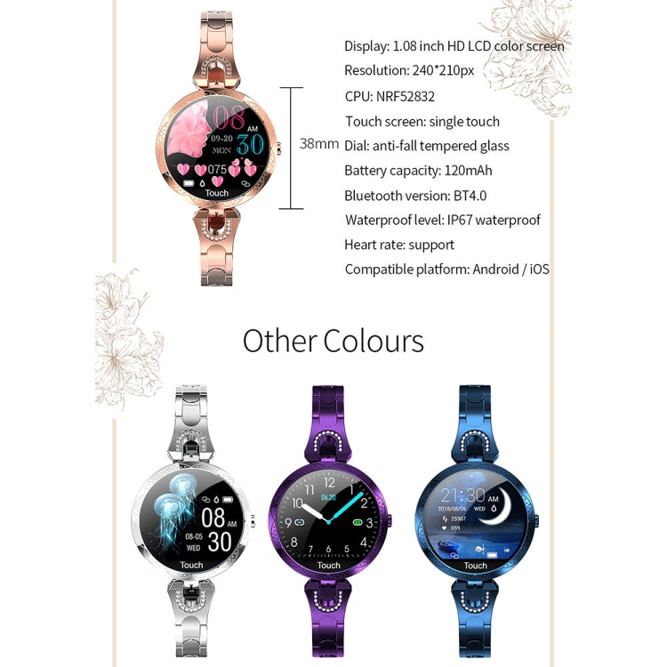 Pulseira Inteligente Feminina de Moda AK15, Ecrã LCD a Cores de 1,08 polegadas, IP67 à Prova de Água, Suporta Monitorização da Frequência Cardíaca / Monitorização do Sono / Fotografia Remota