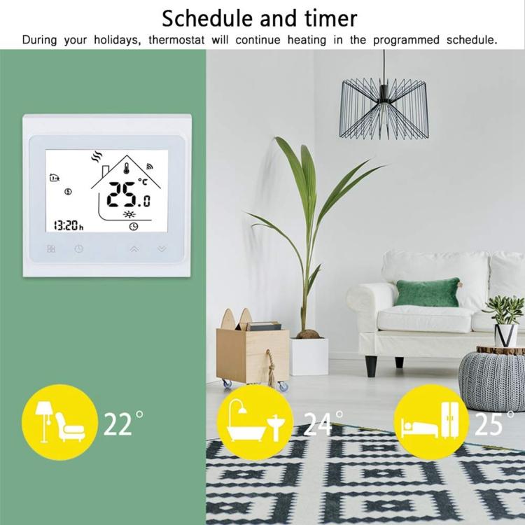 Termostato digital LCD para aquecimento eletrónico com sensor e visor de tempo BHT-002GBLW 16A, controlo WiFi, BHT-002GBLW 16A (Preto) tipo aquecimento eletrónico, BHT-002GBLW 16A (Branco) tipo aquecimento eletrónico