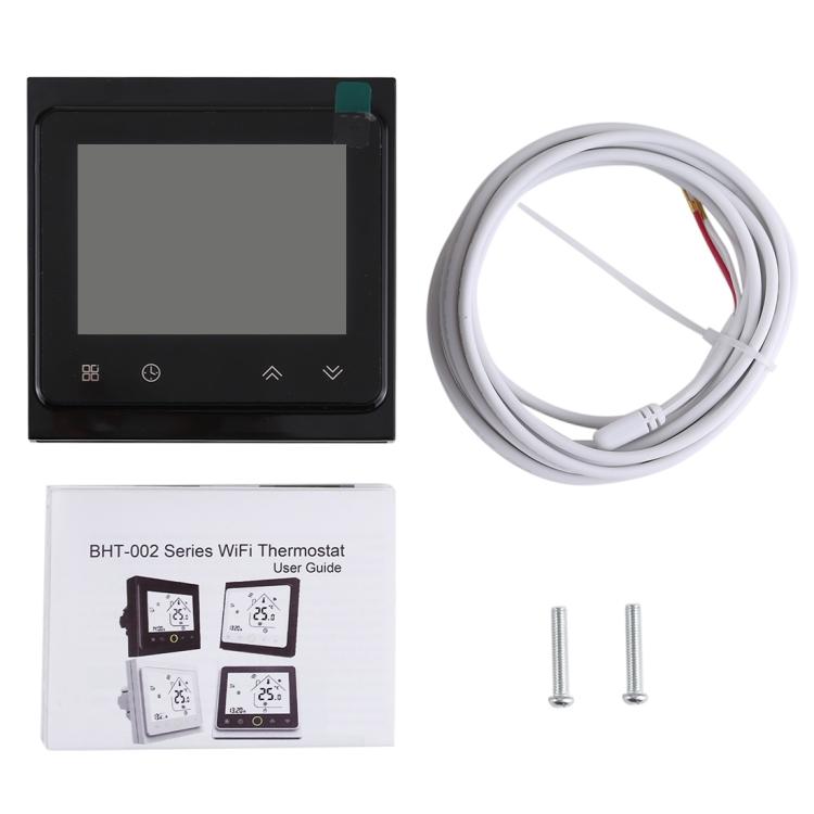 Termostato digital LCD para aquecimento eletrónico com sensor e visor de tempo BHT-002GBLW 16A, controlo WiFi, BHT-002GBLW 16A (Preto) tipo aquecimento eletrónico, BHT-002GBLW 16A (Branco) tipo aquecimento eletrónico