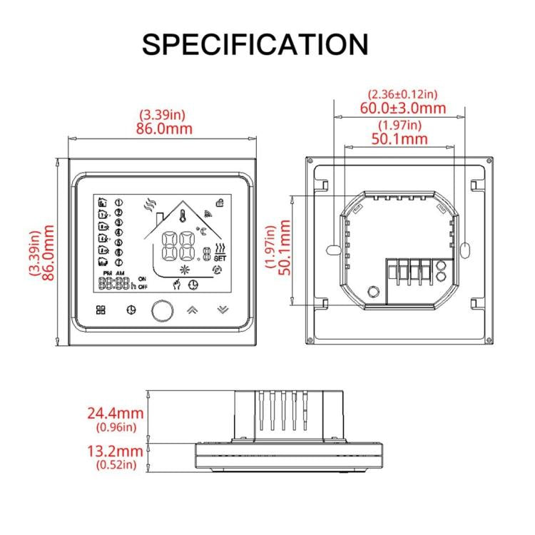 Termostato digital LCD para aquecimento eletrónico com sensor e visor de tempo BHT-002GBLW 16A, controlo WiFi, BHT-002GBLW 16A (Preto) tipo aquecimento eletrónico, BHT-002GBLW 16A (Branco) tipo aquecimento eletrónico