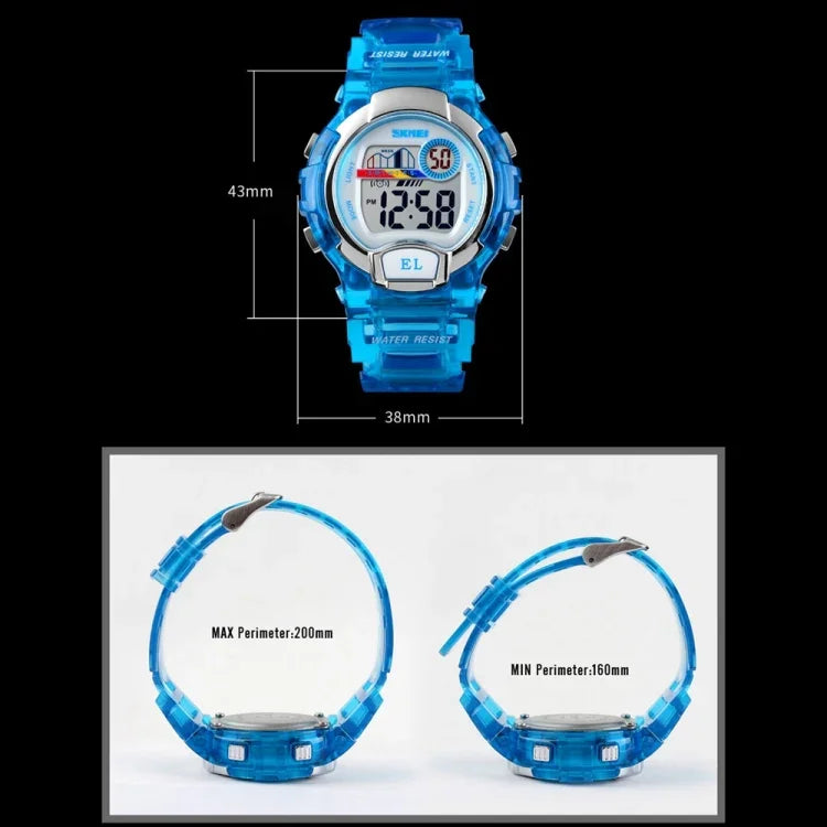 Relógio Digital Transparente Feminino SKMEI 1450, 50m à Prova de Água, Relógio Desportivo com Luz LED