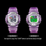 Relógio Digital Transparente Feminino SKMEI 1450, 50m à Prova de Água, Relógio Desportivo com Luz LED