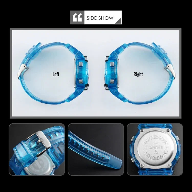 Relógio Digital Transparente Feminino SKMEI 1450, 50m à Prova de Água, Relógio Desportivo com Luz LED
