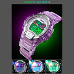 Relógio Digital Transparente Feminino SKMEI 1450, 50m à Prova de Água, Relógio Desportivo com Luz LED