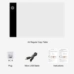 Prancha de Cópia USB Acrílica A5 com LED 2.2W 5V, Três Níveis de Brilho Regulável, Para Desenho e Esboço de Anime