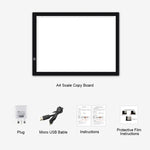 A3 8W 5V LED USB Três Níveis de Brilho Regulável Placas de Cópia em Acrílico para Escala Anime Sketch Desenho Sketchpad com Cabo USB, Três Níveis de Brilho Regulável com Cabo USB e Adaptador de Energia