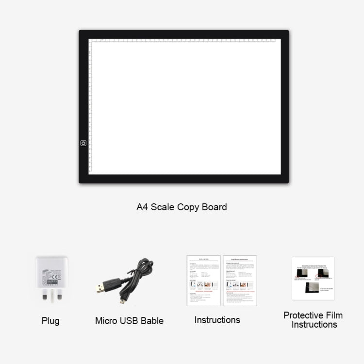 A3 8W 5V LED USB Três Níveis de Brilho Regulável Placas de Cópia em Acrílico para Escala Anime Sketch Desenho Sketchpad com Cabo USB, Três Níveis de Brilho Regulável com Cabo USB e Adaptador de Energia