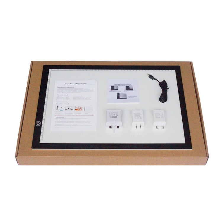 A3 8W 5V LED USB Três Níveis de Brilho Regulável Placas de Cópia em Acrílico para Escala Anime Sketch Desenho Sketchpad com Cabo USB, Três Níveis de Brilho Regulável com Cabo USB e Adaptador de Energia
